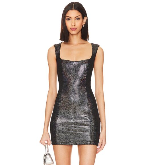 Revolve Superdown Jessalyn Faux Suede Sparkle Mini Dress Black Size Small - Picture 1 of 8